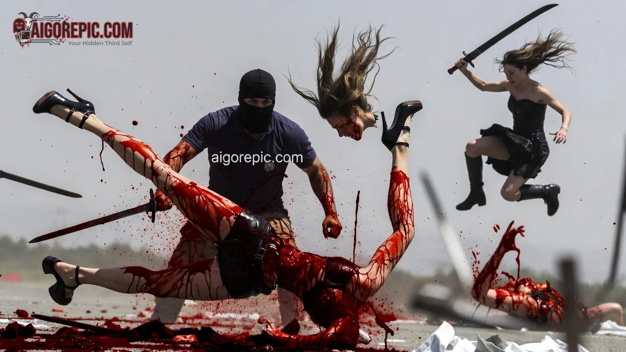 Bloody Assassin Fight Scene - AI Generated Horror
