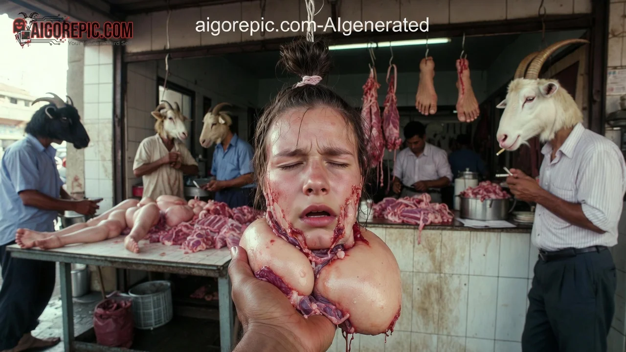 Bloody Butcher Shop Horror Scene - AI Generated Horror