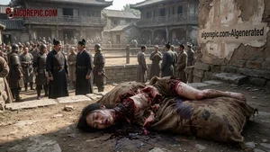 Bloody Corpse in Ancient Courtyard