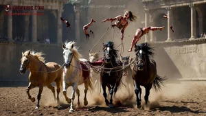 Bloody Horses Drag Dismembered Woman