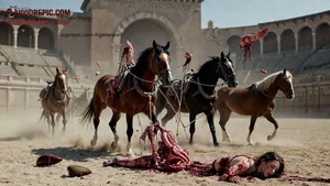 Bloody Horses Trample Woman