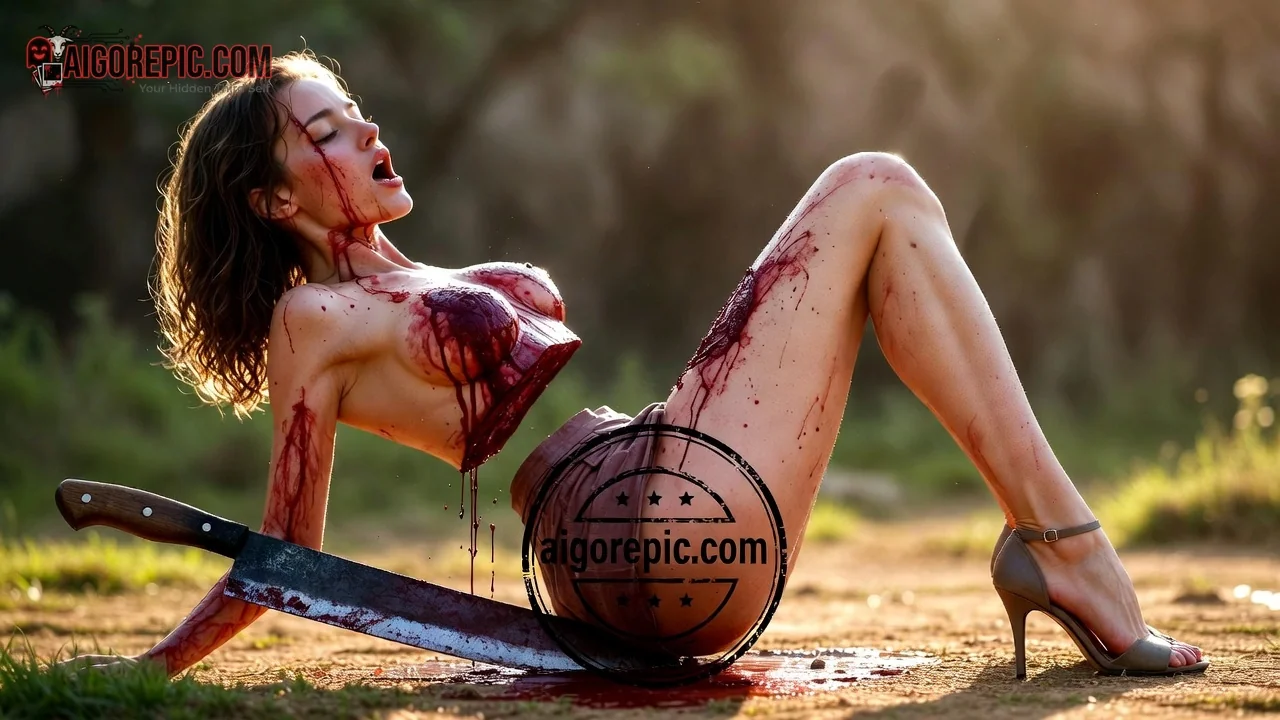 Bloody Scene with Knife - AI Generated Horror