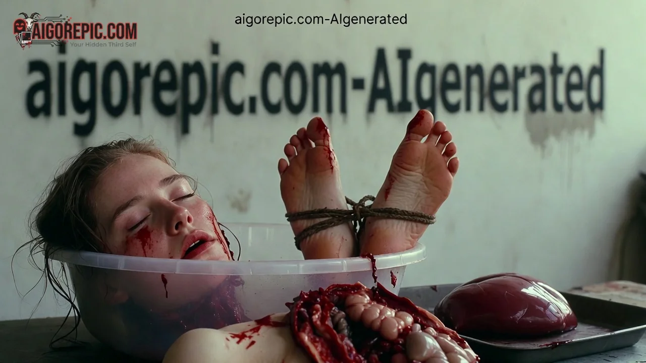 Bound Woman in Bloody Tub - AI Generated Horror