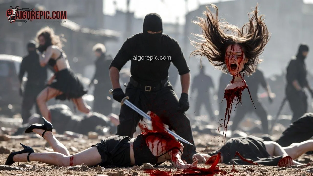Brutal Beheading in Urban Chaos - AI Generated Horror