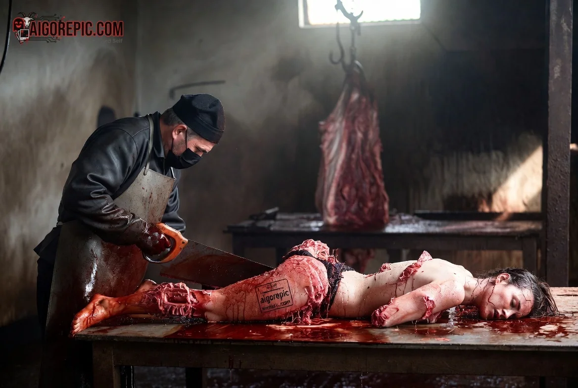 Butcher and Victim Scene - AI Generated Horror