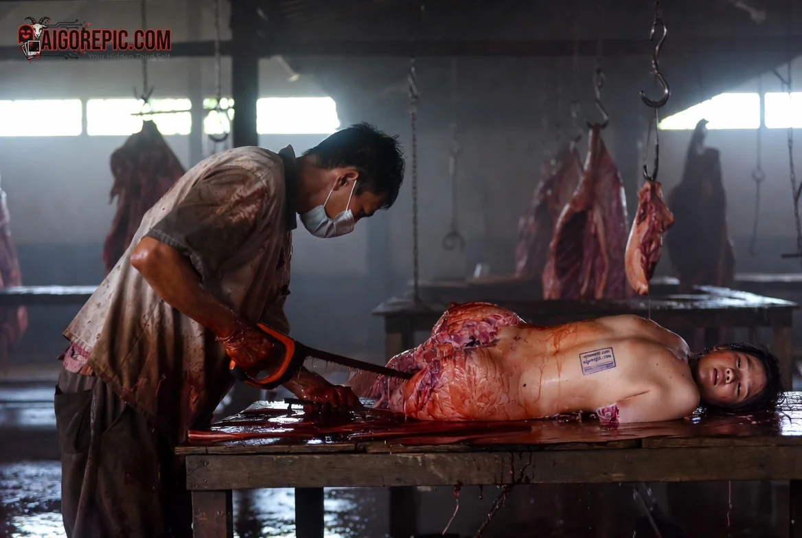 Butchering in Slaughterhouse - AI Generated Horror