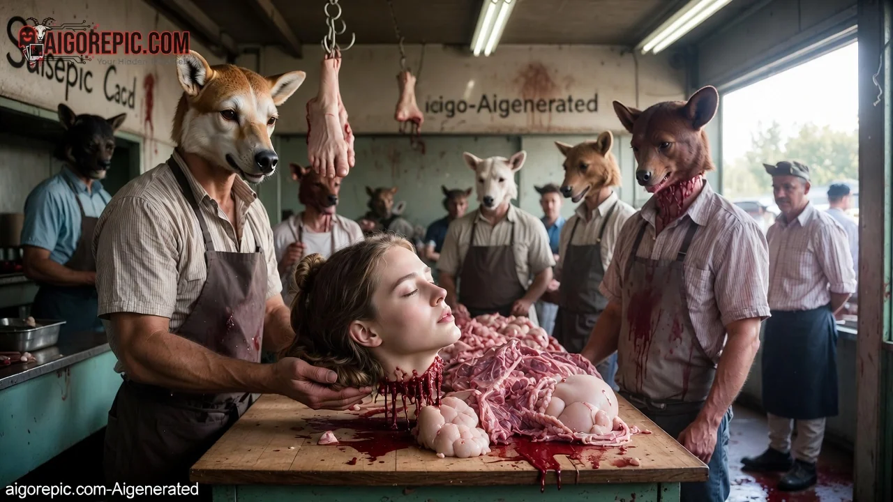 Butchers with Animal Heads - AI Generated Horror