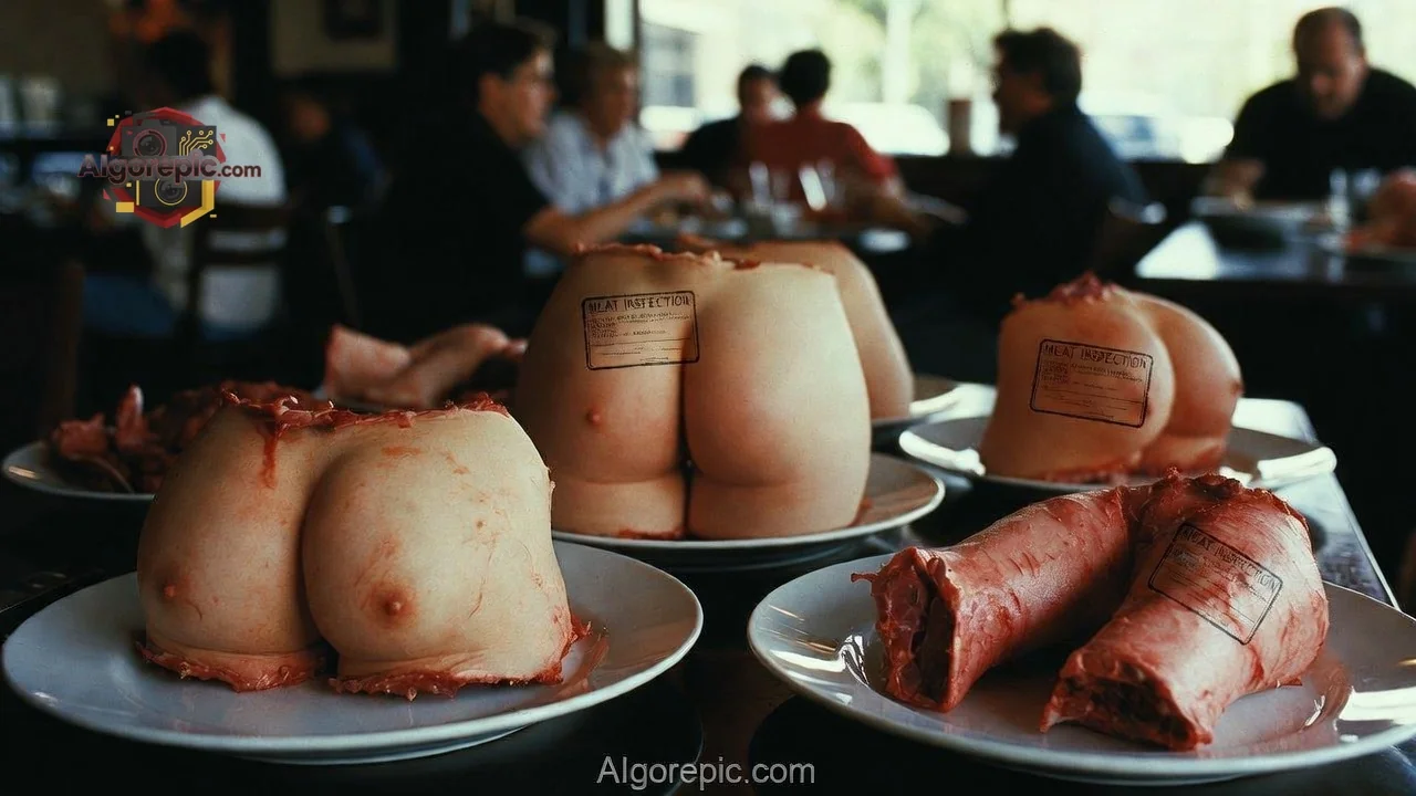 Butt-Shaped Meat Display - AI Generated Horror