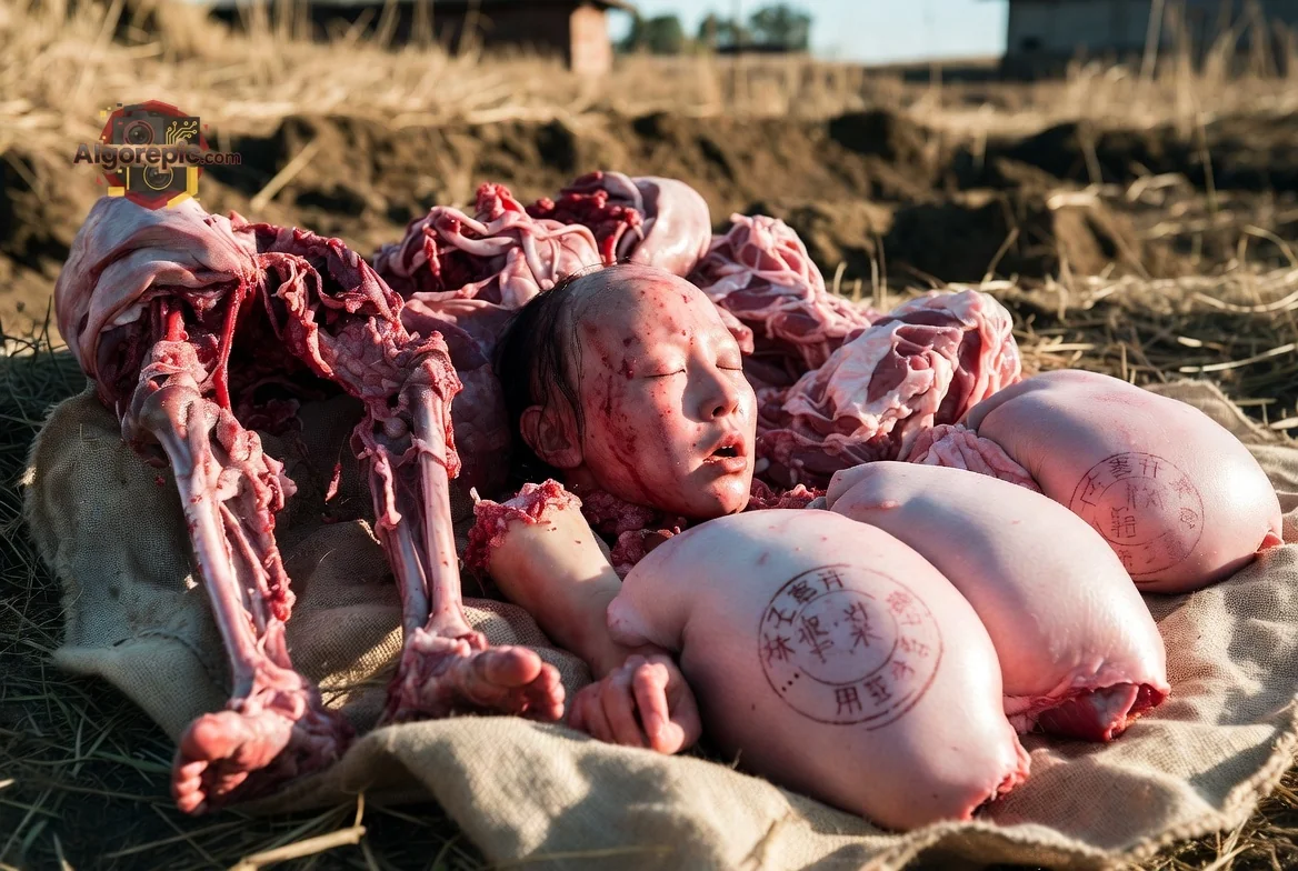 Child Amidst Butchering - AI Generated Horror