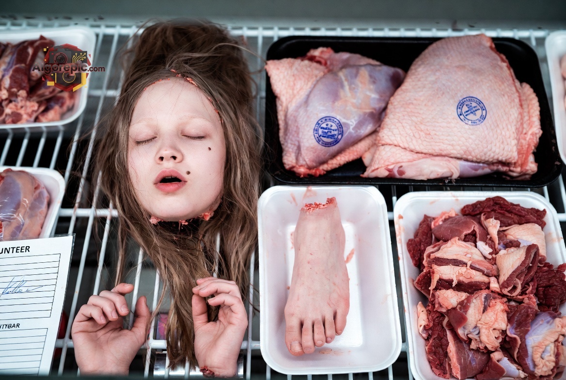 Child in Meat Display - AI Generated Horror