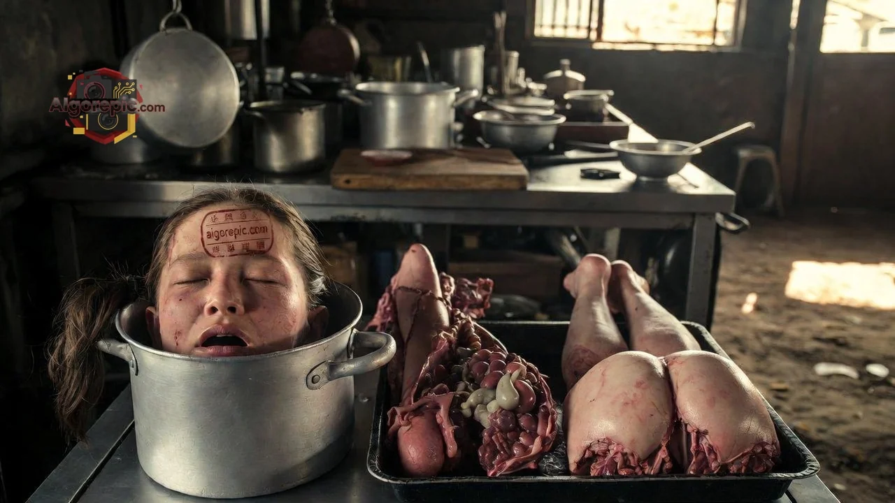 Child in Pot with Meat - AI Generated Horror