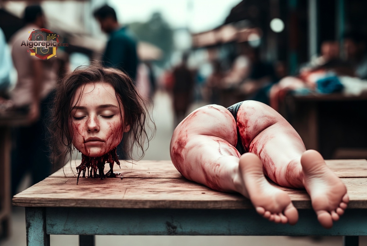 Decapitated Body on Table - AI Generated Horror