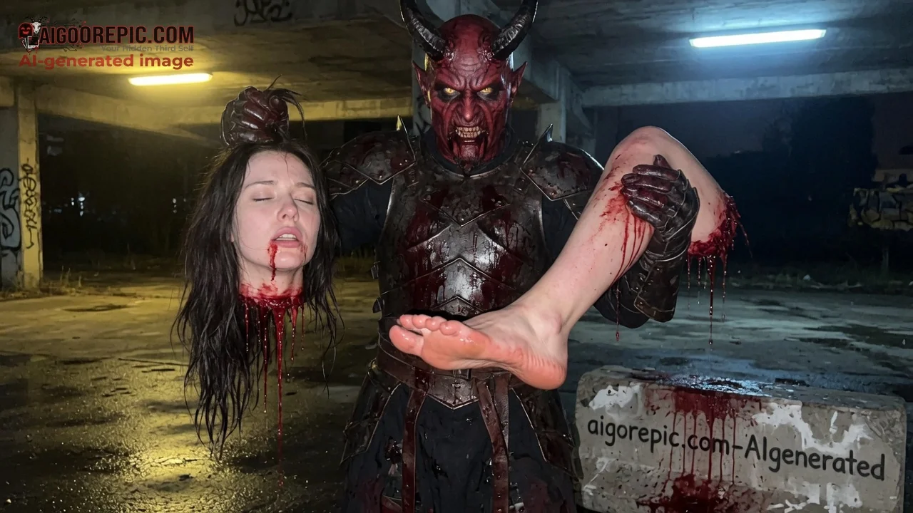 Demon Holding Severed Woman - AI Generated Horror