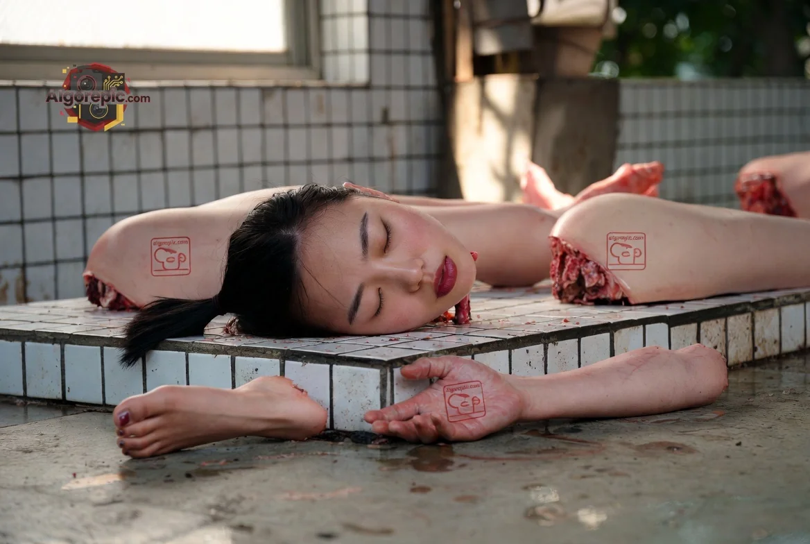 Dismembered Body in Tiles - AI Generated Horror