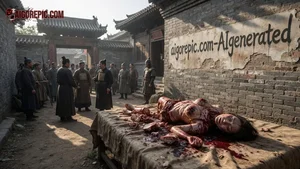 Dismembered Woman in Ancient Courtyard