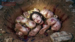 Dismembered Woman in Bloody Pit