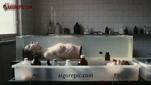 Dissected Woman in Lab Tank