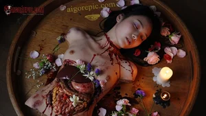 Gore Eviscerated Woman in Barrel