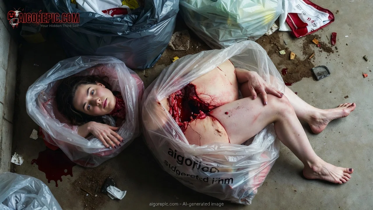Gore Victim in Trash Bags - AI Generated Horror