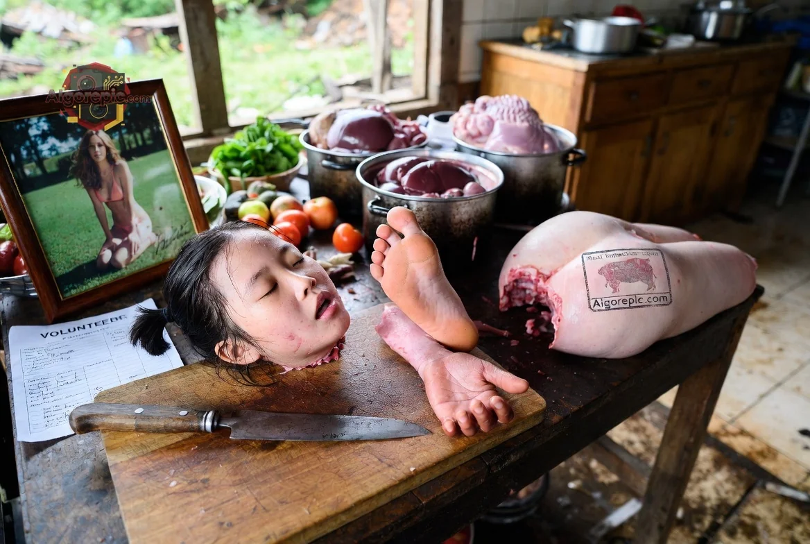 Graphic Butcher Scene - AI Generated Horror