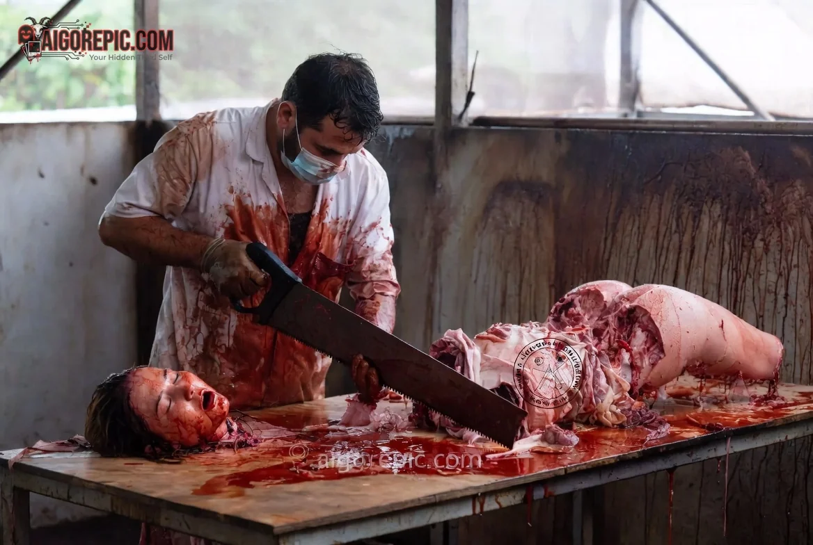 Gruesome Butcher Scene - AI Generated Horror
