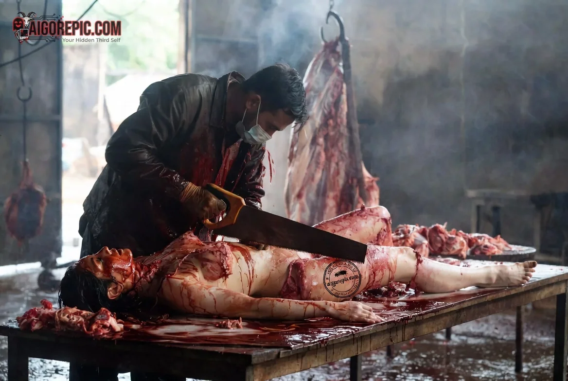 Gruesome Butcher Scene - AI Generated Horror