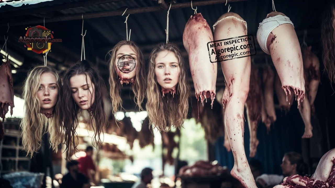 Gruesome Butcher Shop Display - AI Generated Horror