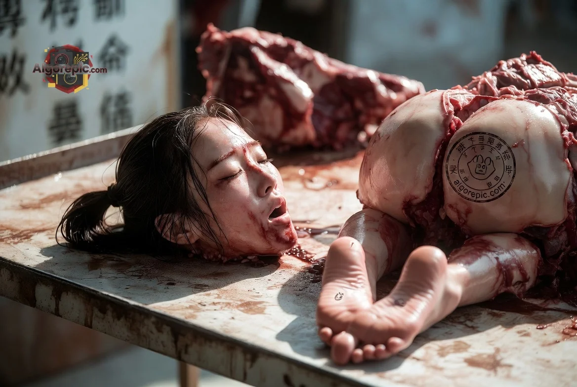 Gruesome Meat Processing Scene - AI Generated Horror
