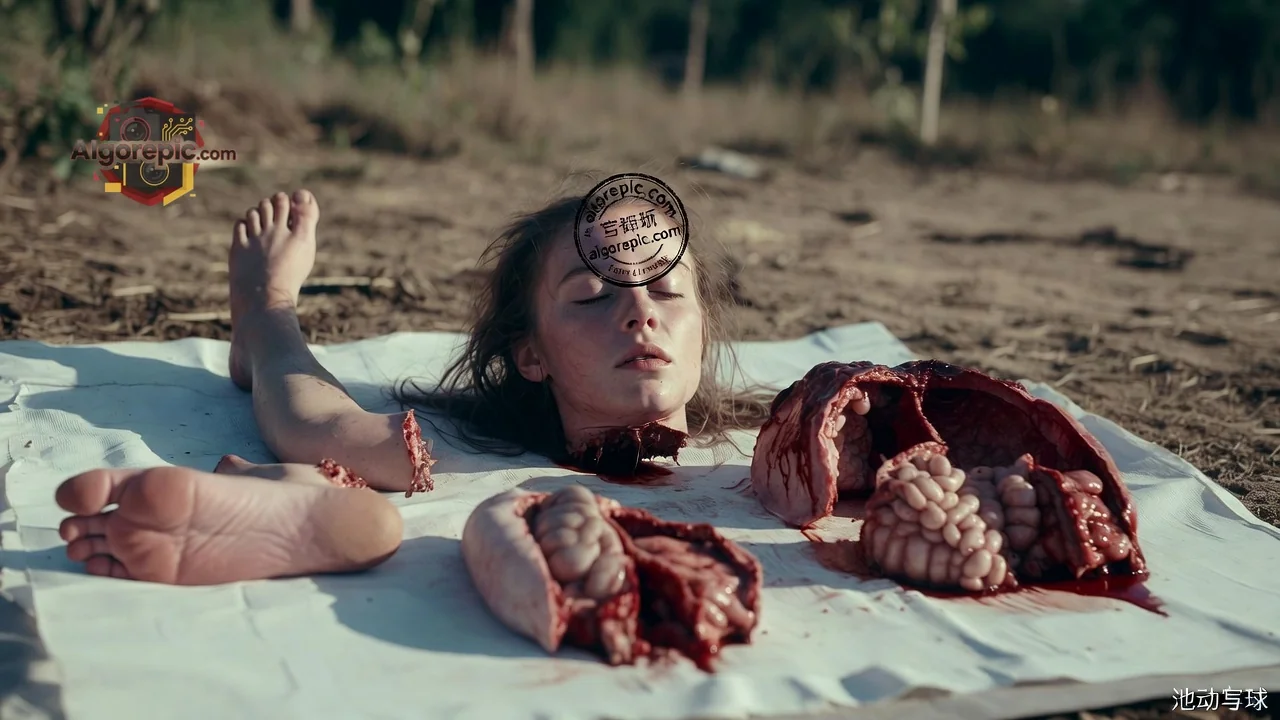 Gruesome Scene on Ground - AI Generated Horror