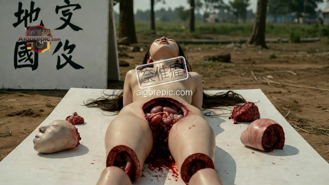 Gruesome Scene with Dismembered Body - AI Generated Horror