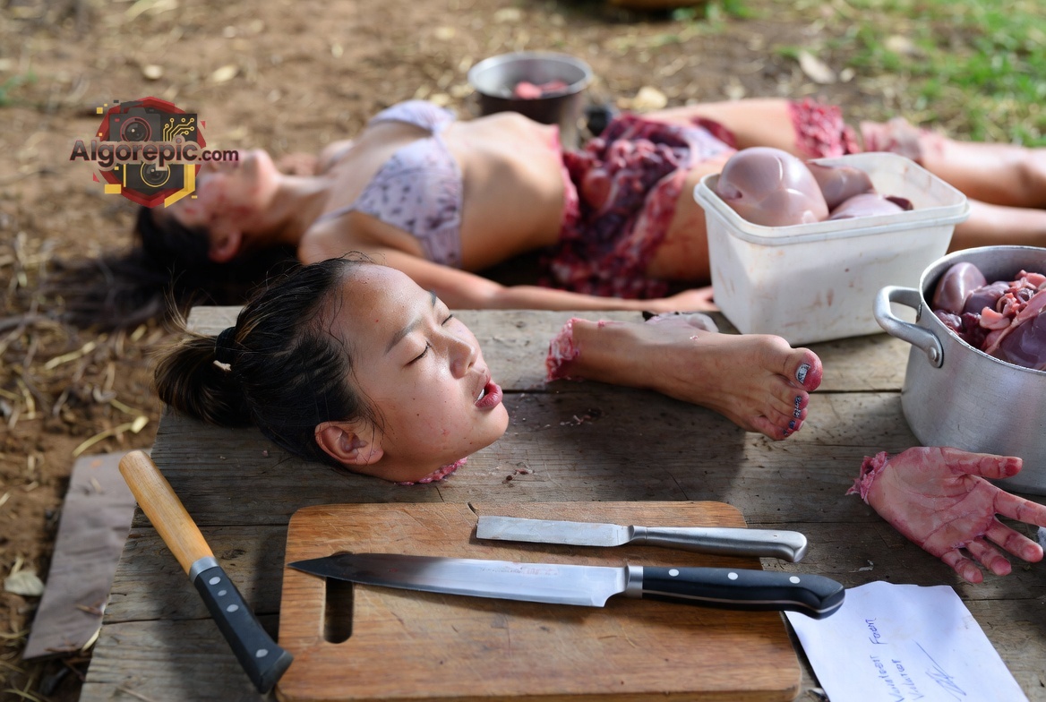 Gruesome Scene with Knives - AI Generated Horror