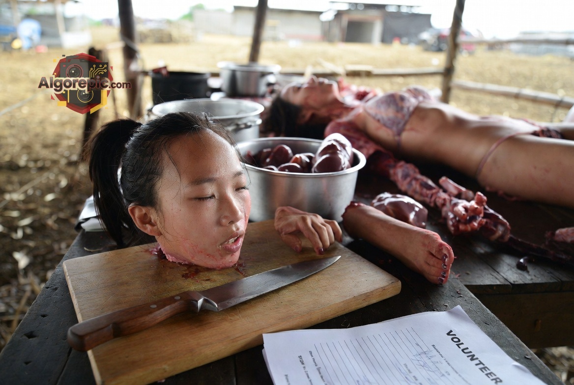 Gruesome Scene with Severed Head - AI Generated Horror