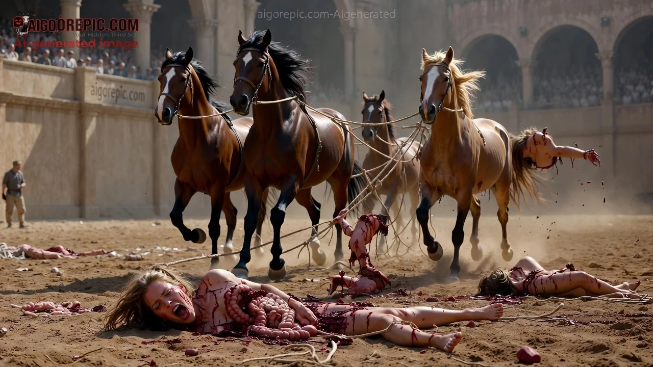 Horses Dragging Dismembered Bodies - AI Generated Horror