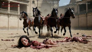 Horses Dragging Guts in Arena