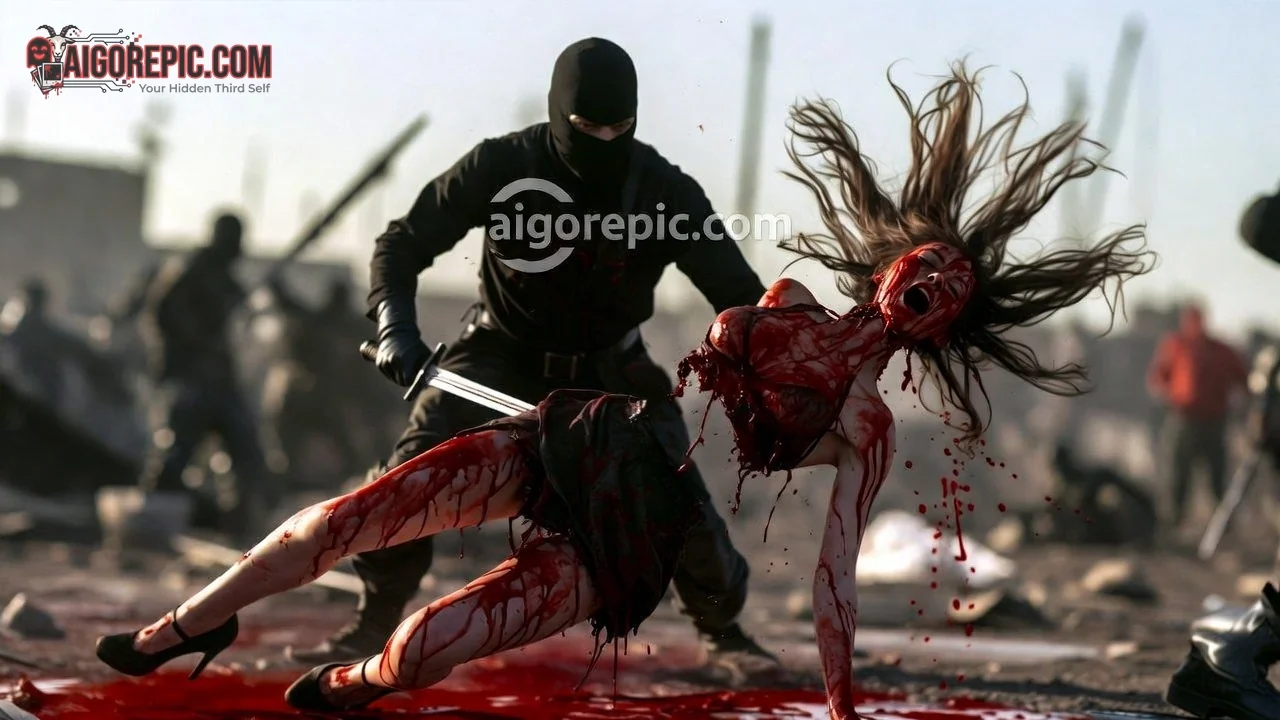 Masked Assassin Stabs Woman - AI Generated Horror