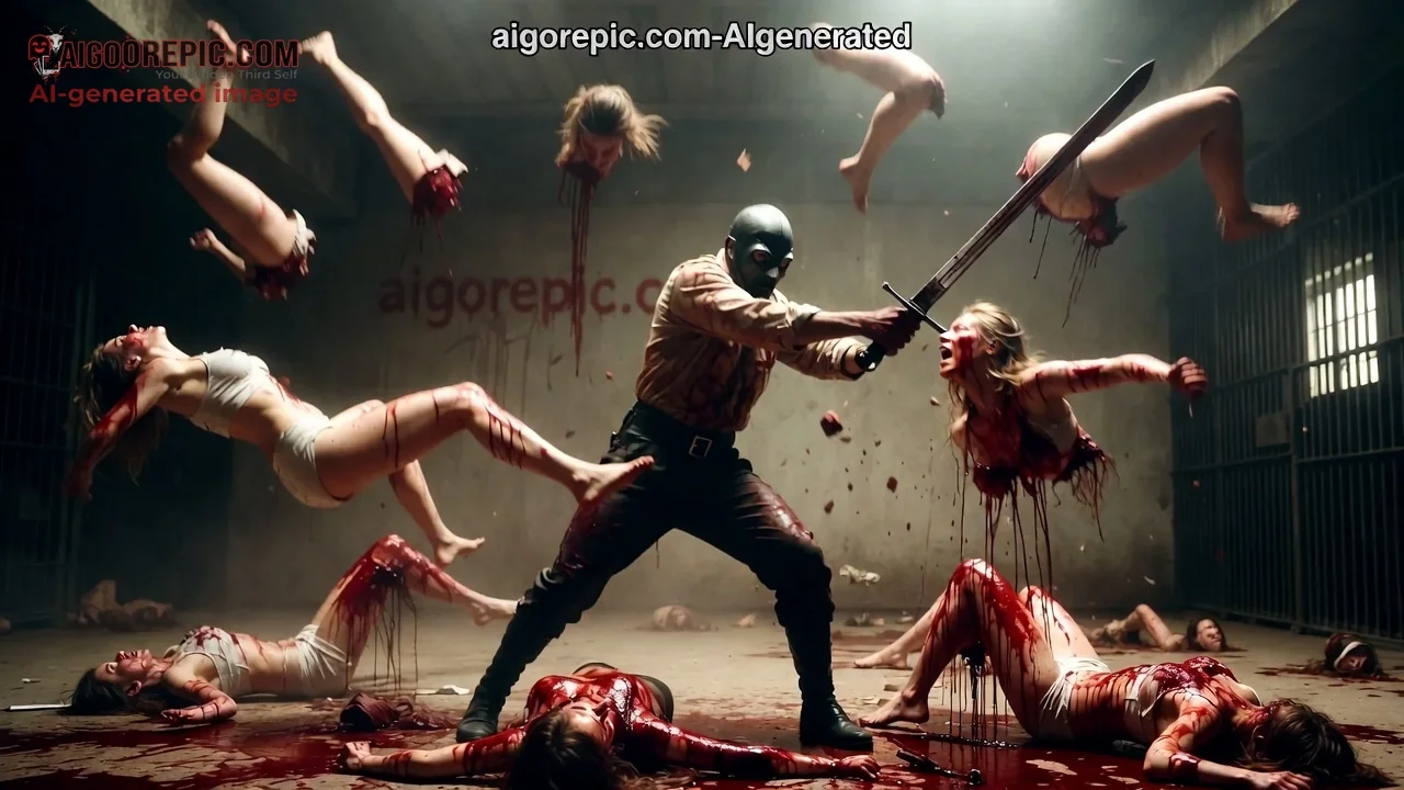 Masked Killer in Bloody Prison - AI Generated Horror