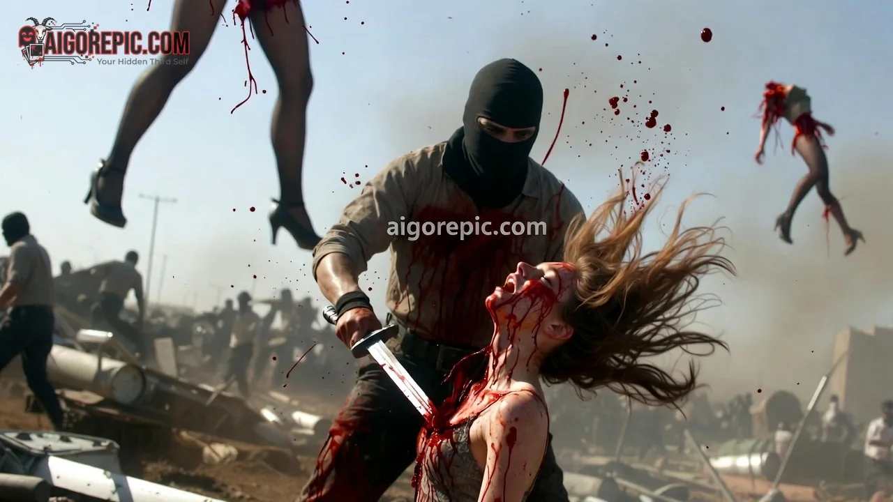 Masked Man Stabs Woman - AI Generated Horror