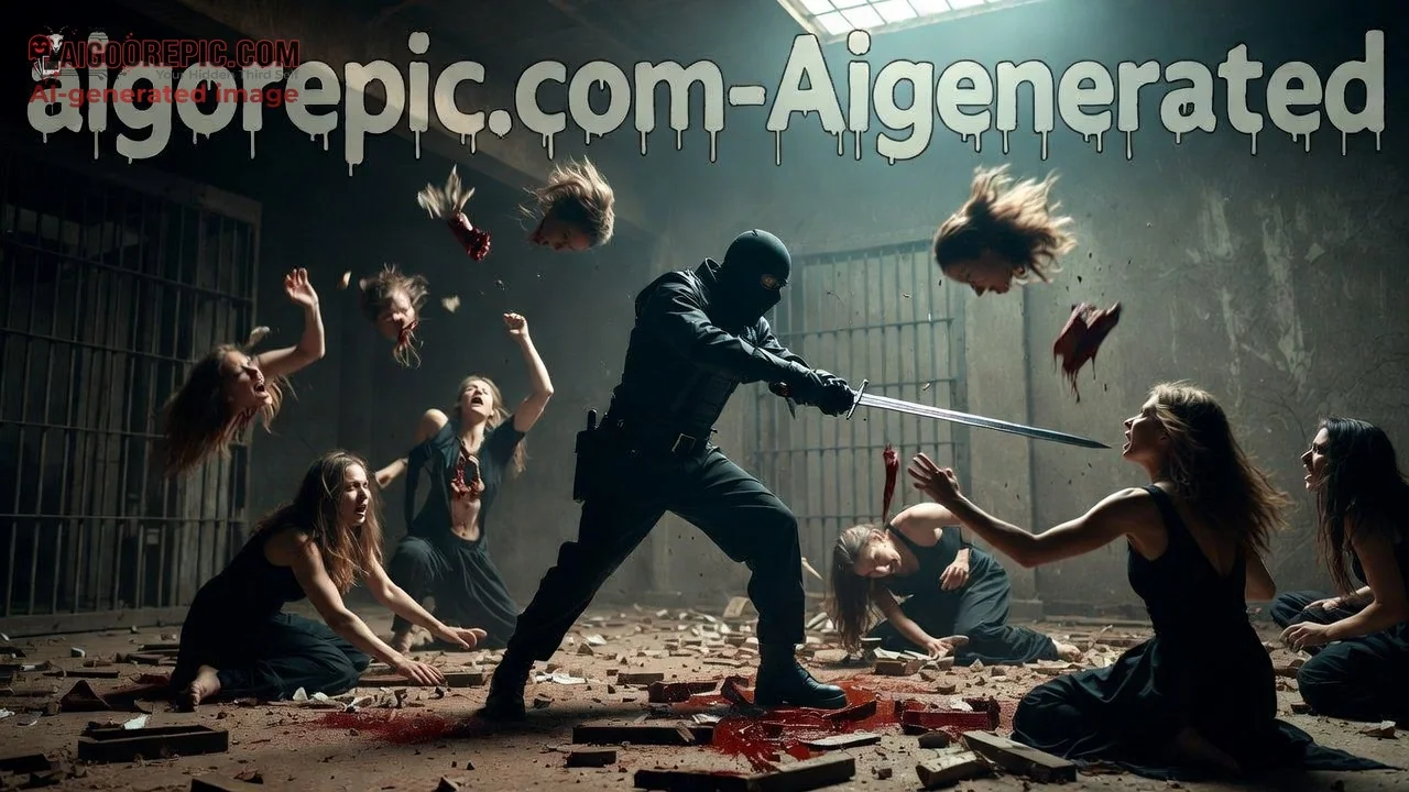 Masked Warrior Slaughters Women - AI Generated Horror