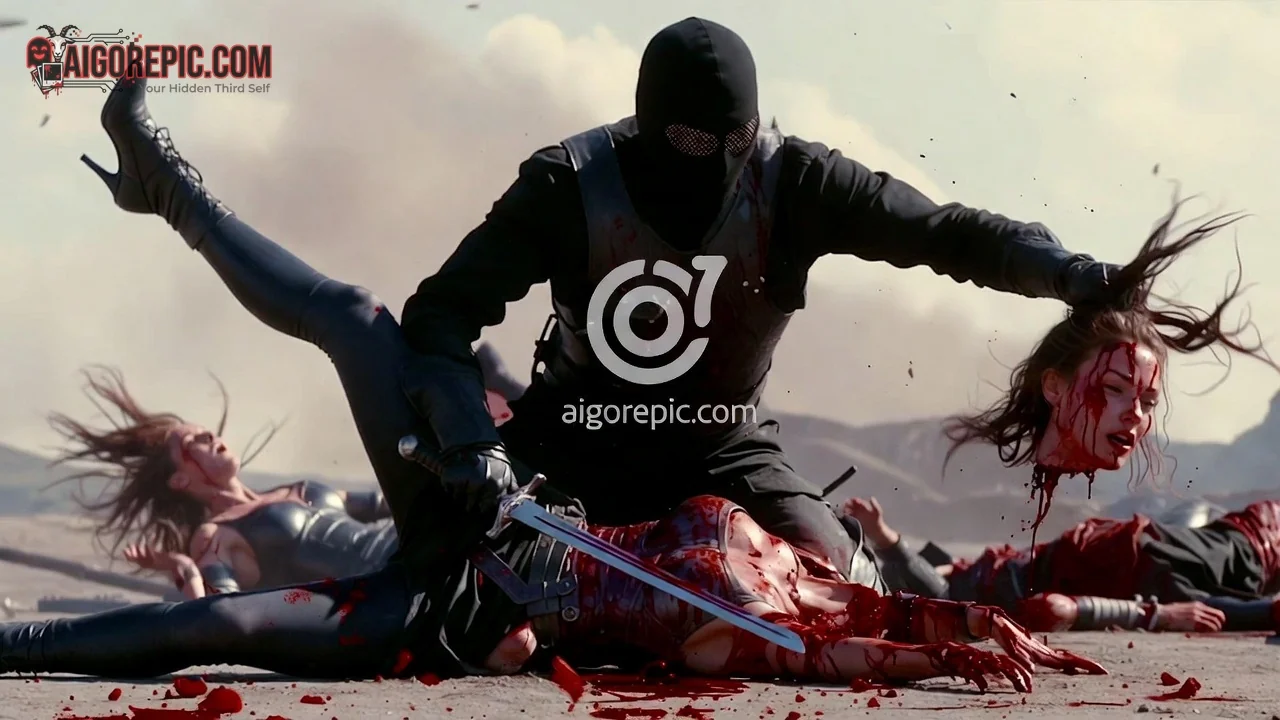 Ninja Decapitates Women in Battle - AI Generated Horror