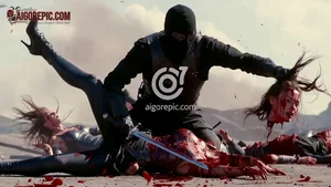 Ninja Decapitates Women in Battle
