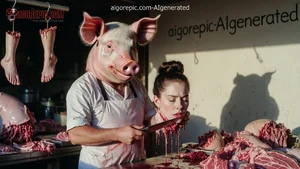 Pig Butcher Threatens Woman