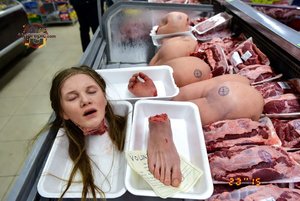 Protest in Meat Section