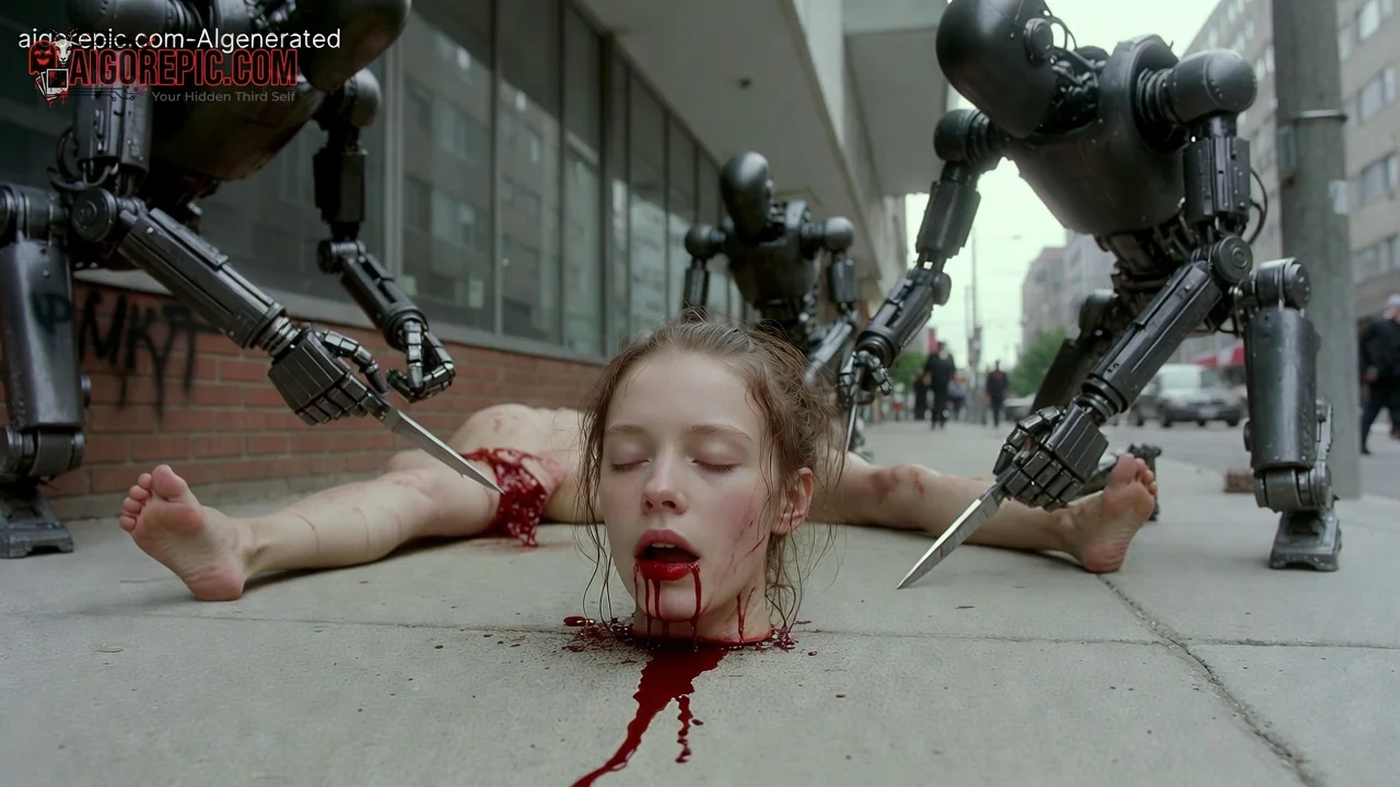 Robots Murder Young Woman - AI Generated Horror