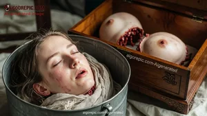 Severed Breasts Beside Woman