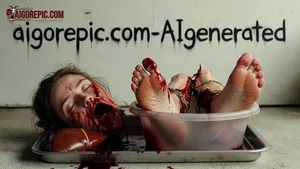 Severed Female Body in Blood