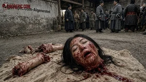 Severed Head in Bloodied Dirt