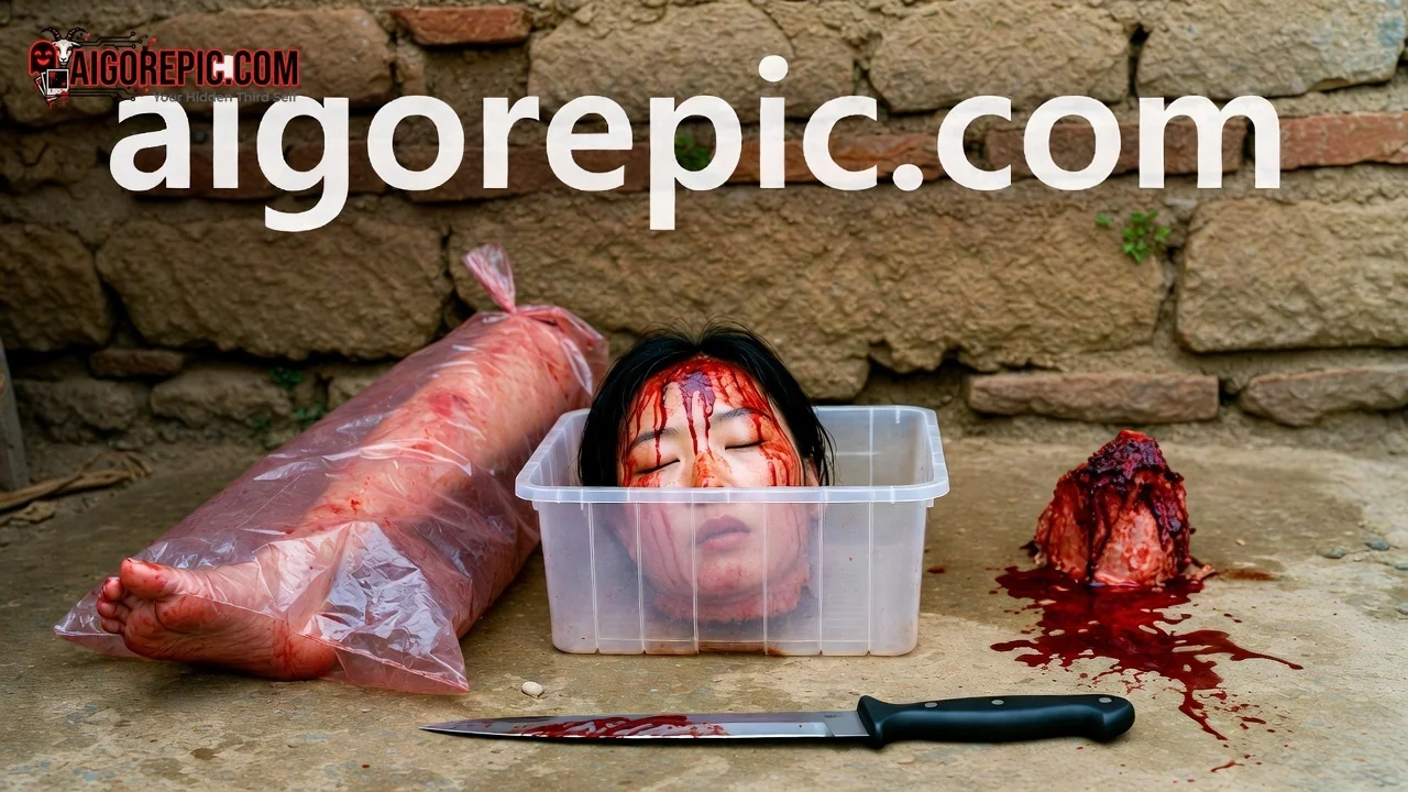 Severed Head in Bloody Container - AI Generated Horror