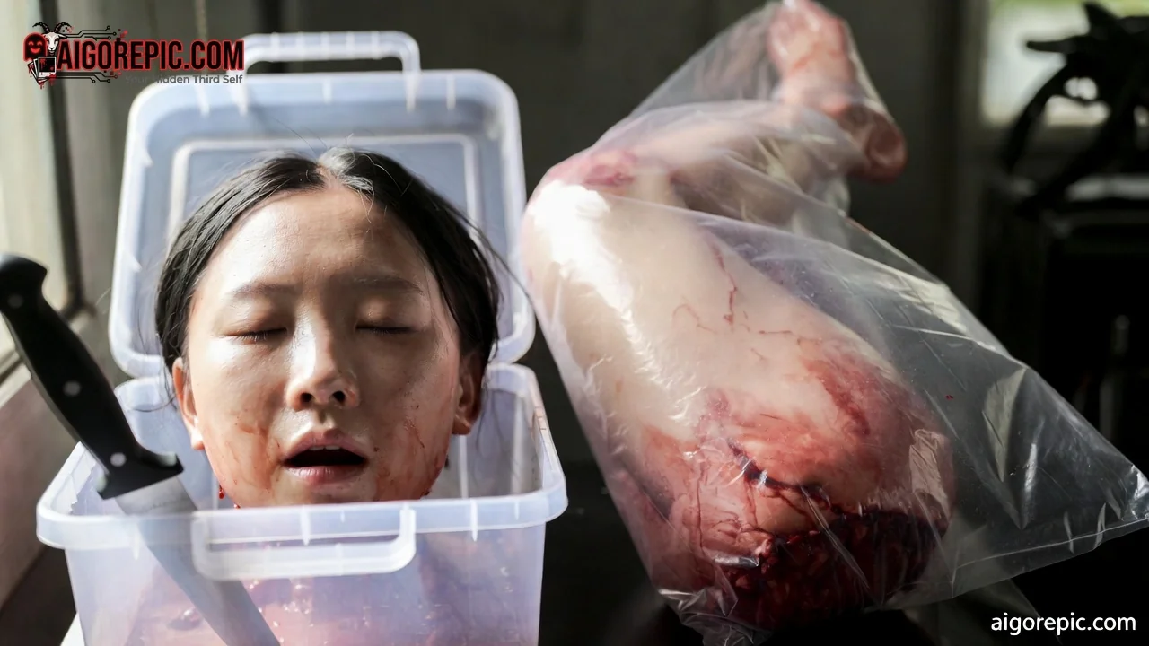 Severed Head in Plastic Bin - AI Generated Horror
