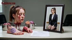 Severed Head on Table