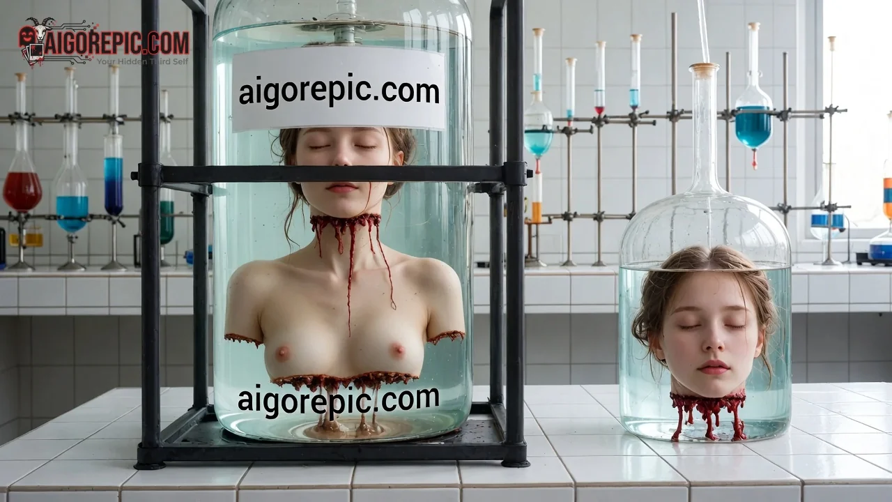 Severed Heads in Lab Jars - AI Generated Horror
